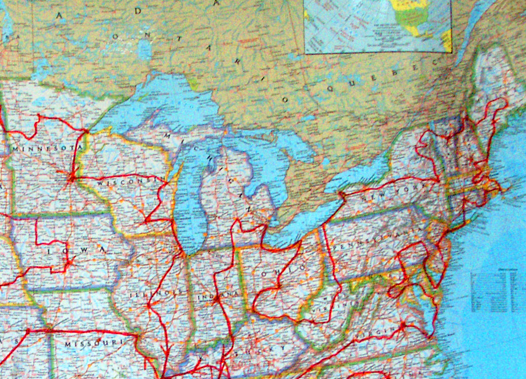 Enlargement of Northeast segment of All 50 road trip