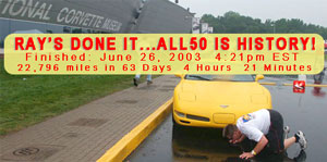 Ray completing the ALL50 road trip — 22,796 miles in 63 days